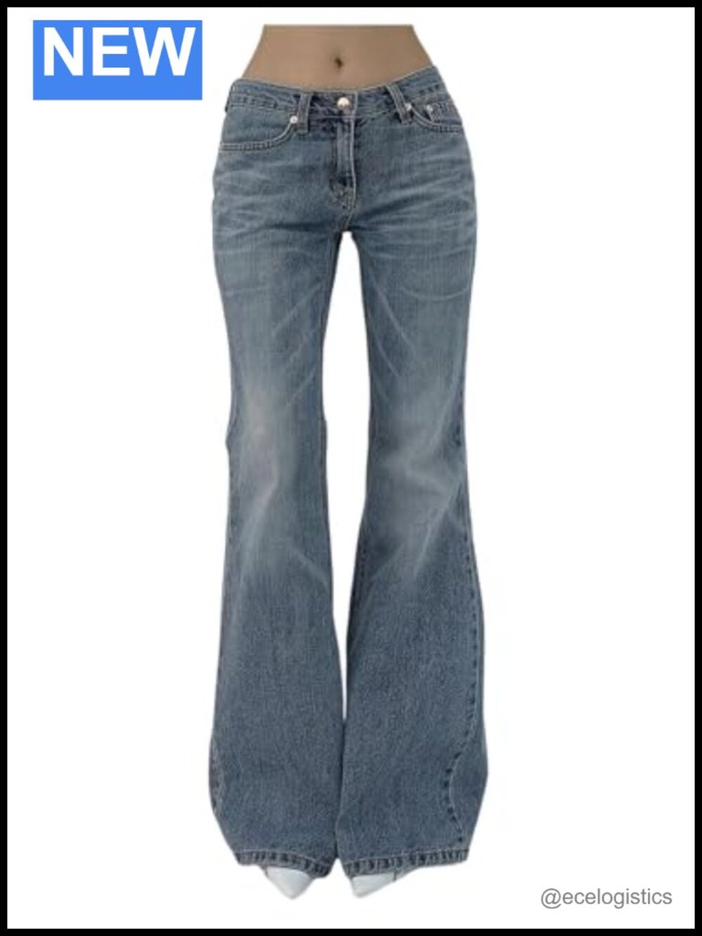 Y2K Low Rise Flared Bell Bottom Jeans, Stretchy Denim Pants